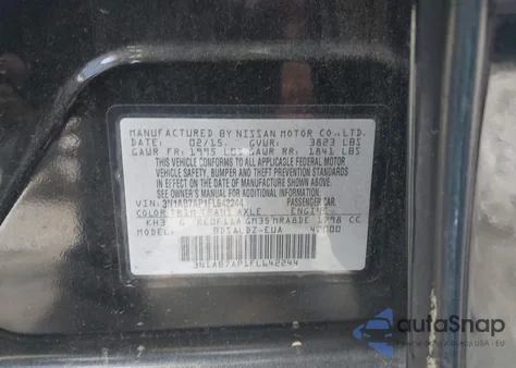 2015 Nissan Sentra Sv from USA, damaged, VIN 3N1AB7AP1FL642244